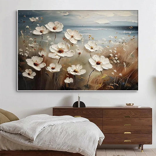 Seaside Blossoms – Coastal Floral Impasto Painting, view 2