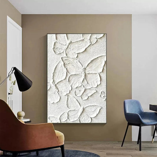 White Butterflies – Butterfly Impasto Oil Painting, view 2