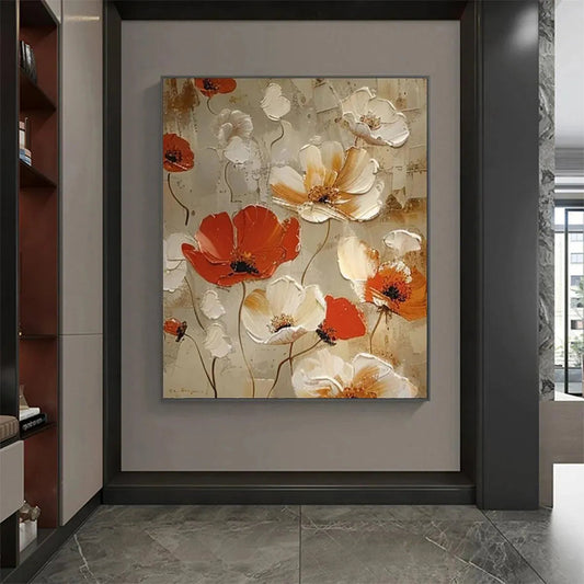 Crimson Fields – Poppy Textured Painting, view 2