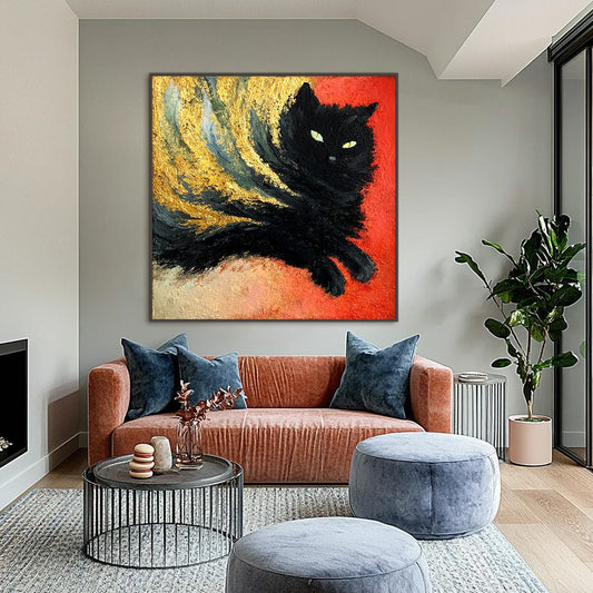Ember Eyes – Cat Impasto Oil Painting, view 2