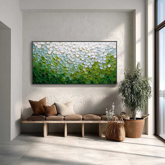 Emerald Petals – Landscape Impasto Painting, view 2