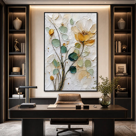 Golden Whisper – Floral Impasto Painting, view 2