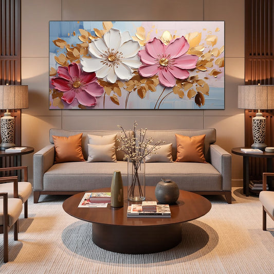 Golden Petals – Floral Textured Oil Painting, view 2