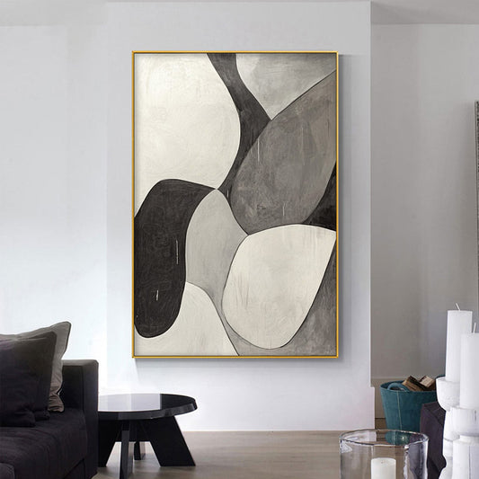 Monochrome Flow – Wabi-Sabi Abstract Oil Painting, view 2