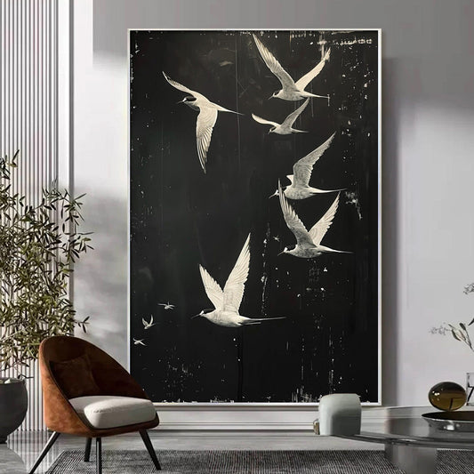 Night Flight – Bird Textured Oil Painting, view 2