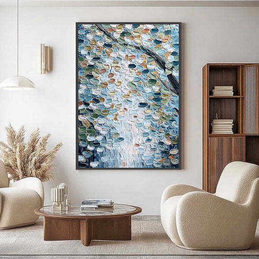 Serene Cascade – Botanical Impasto Painting, view 2