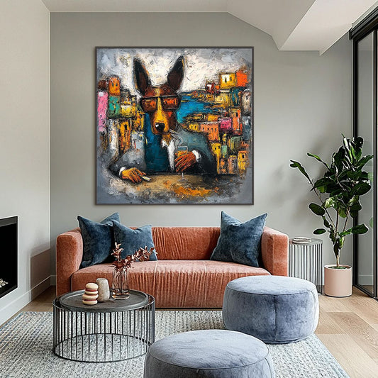 The Chairman – Dog Impasto Oil Painting, view 2