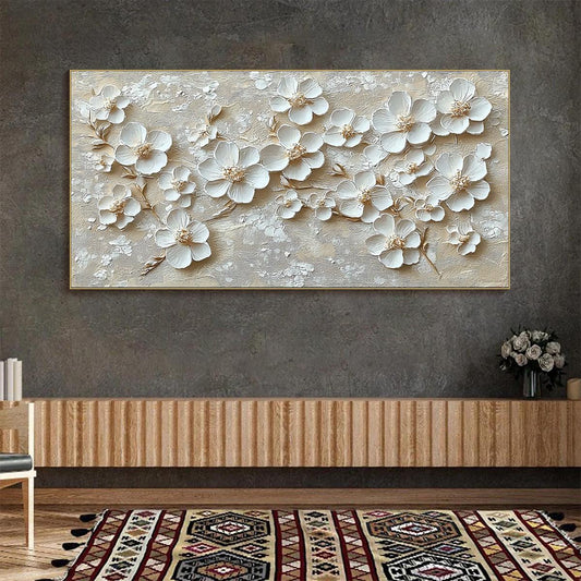 Golden Blossoms – Floral Textured Oil Painting, view 2