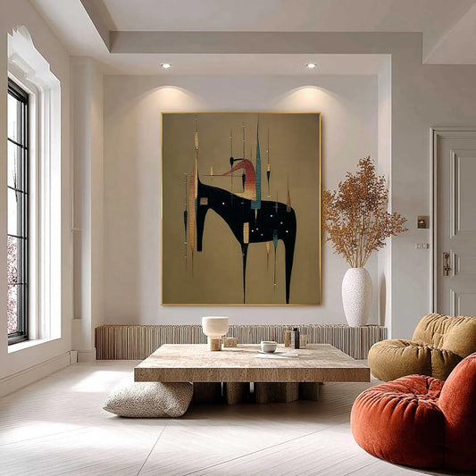 Urban Sentinel – Minimalist Cityscape Oil Painting, view 2