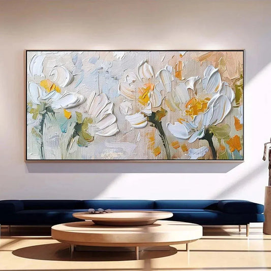 White Blossoms – Floral Impasto Painting, view 2