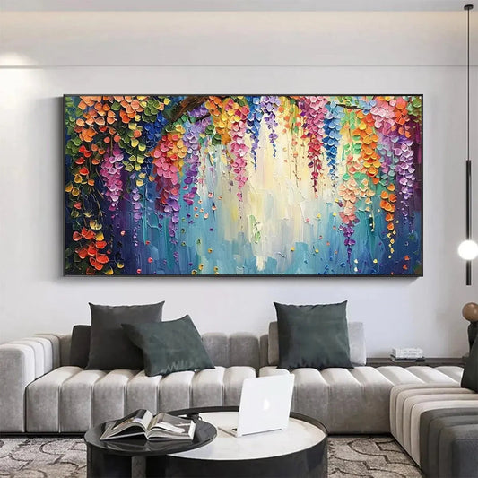 Wisteria Waterfall – Impressionist Wisteria Textured Painting, view 2