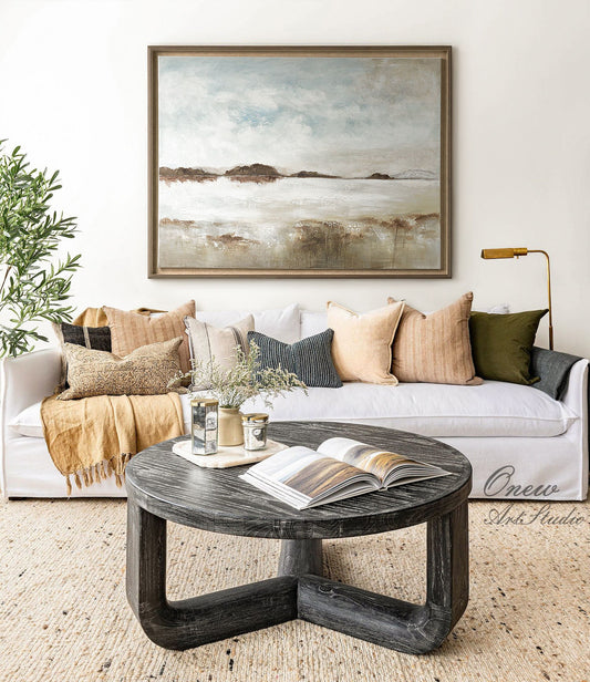 Large Abstract Seascape Oil Painting on Canvas, Original Ocean and Clouds Canvas Wall Art, Modern Coastal Painting for Living Room Bedroom