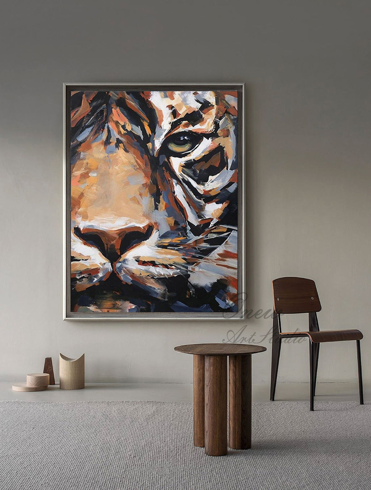 Original Tiger Oil Painting on Canvas, Large Abstract Tiger Canvas Wall Art, Modern Impressionist Animal Wall Art for Living Room,Home décor