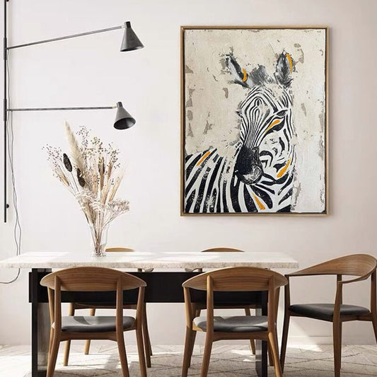 Abstract Zebra Oil Painting on Canvas, Large Original Zebra Canvas Wall Art, Modern Hand-painted Animal Painting for Living Room, Home Décor
