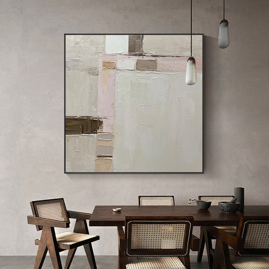 Abstract Geometric Oil Painting on Canvas, Large Original Textured Canvas Wall Art, Modern Minimalist Wall Art for Living Room, Home Décor