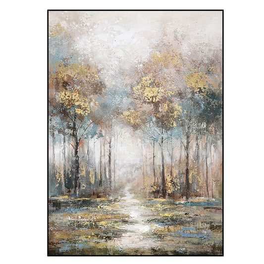 Large Abstract Landscape Oil Painting on Canvas, Original Hand-painted Trees Canvas Wall Art, Modern Forest Wall Art for Living Room Bedroom
