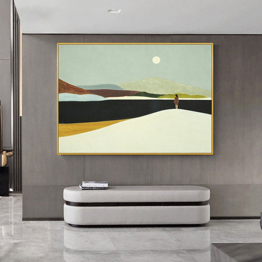 Large Abstract Landscape Oil Painting on Canvas, Hand-painted Landscape Canvas Wall Art,modern Minimalist Nature Art for Living Room Bedroom