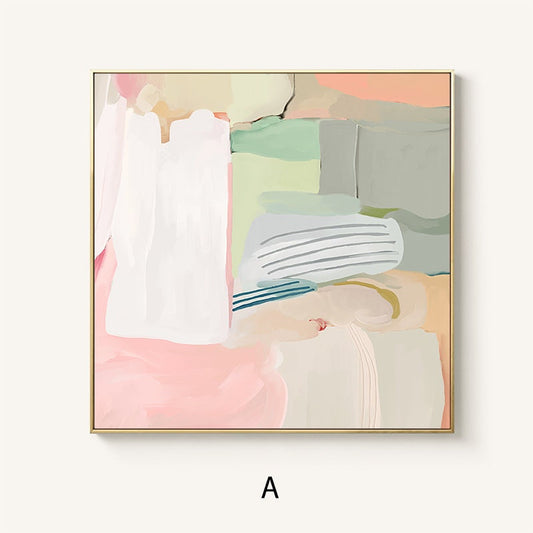Pink and White Abstract Canvas Wall Art, Original Hand-painted Oil Painting on Canvas, Modern Minimalist Wall Art for Living Room,home Decor