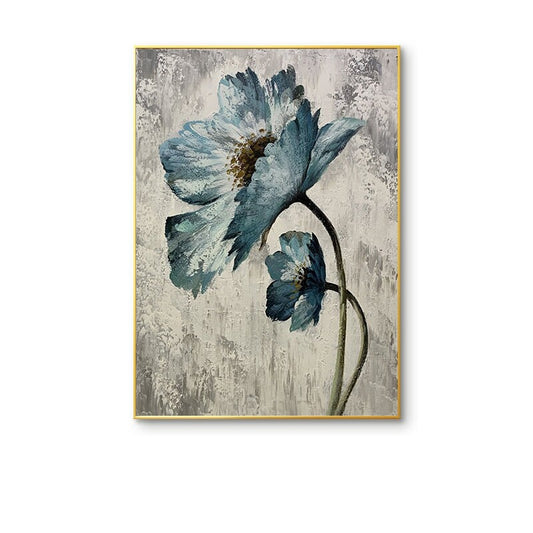 Abstract Flower Oil Painting on Canvas, Original Hand Painted Flower Canvas Art, Modern Textured Floral Wall Art for Living Room, Home Décor