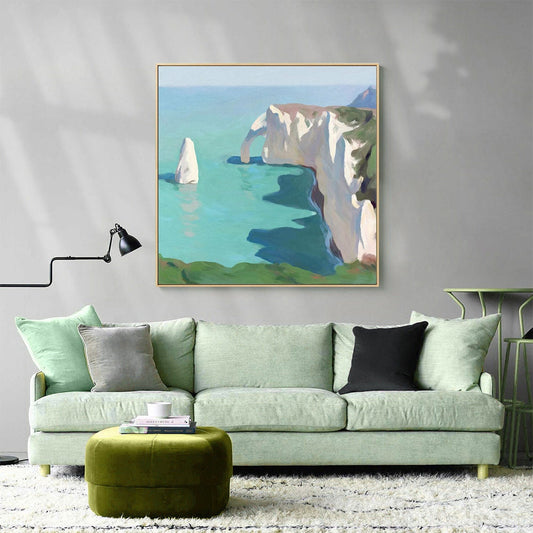 Extra Large Abstract Seascape Oil Painting on Canvas, Gulf and Marine Stack Canvas Wall Art,impressionist Seashore Wall Art for Living Room