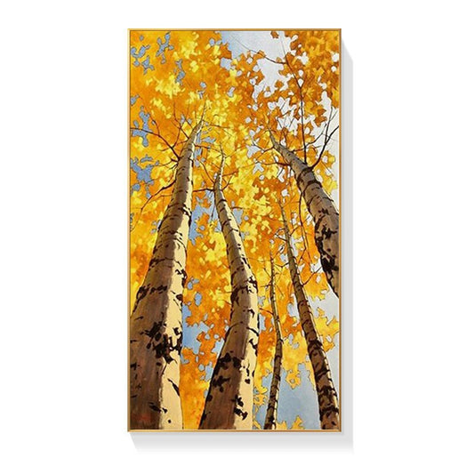 Abstract Birch Canvas Wall Art, Large Original Trees Oil Painting on Canvas, Modern Autumn Landscape Wall Art for Living Room, Bedroom Décor