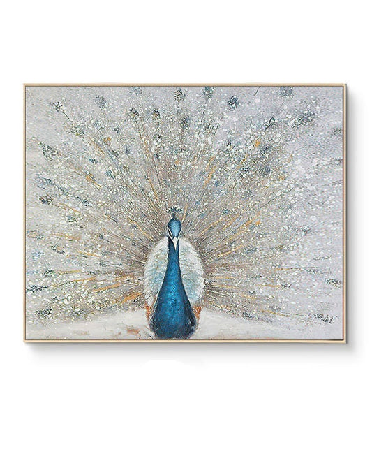 Hand-painted Peacock Oil Painting on Canvas, Large Abstract Peacock Canvas Wall Art, Original Animal Wall Art for Living Room, Bedroom Décor