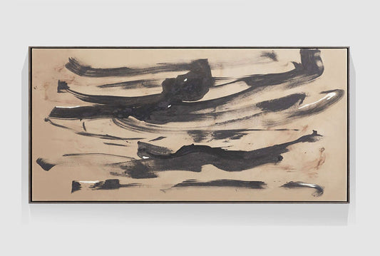 Beige and Black Abstract Oil Painting on Canvas, Original Hand-painted Canvas Art, Modern Minimalist Wall Art for Living Room, Home Décor