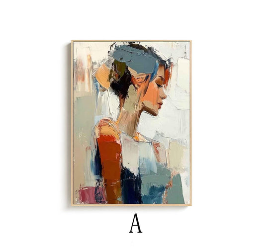 Large Abstract Lady Canvas Wall Art, Hand-painted Woman Figure Oil Painting on Canvas, Modern Figure Wall Art for Living Room, Home Décor