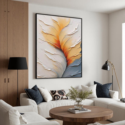 Abstract Organic Oil Painting, Textured Cream Orange Canvas, Modern Neutral Wall Decor – Orange and Cream Abstract Wall Art |