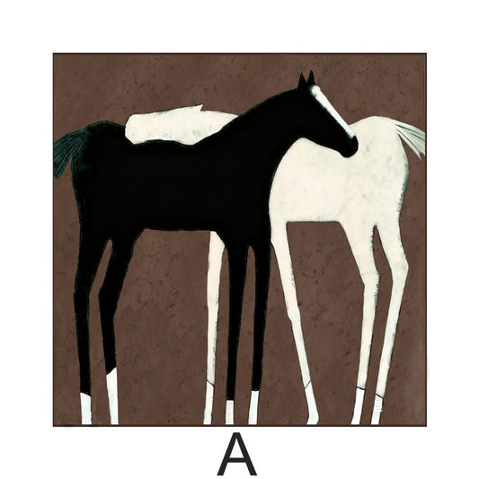 Large Abstract Black and White Horse Oil Painting on Canvas, Original Hand-painted Horse Canvas Art, Modern Animal Wall Art for Living Room