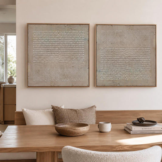 Textured Wabi Sabi Wall Art Set of 2 Brown Plaster Canvas for Living Room