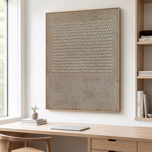 Geometric Abstract Wall Art Brown Wabi Sabi Textured Canvas Painting for Living Room Decor