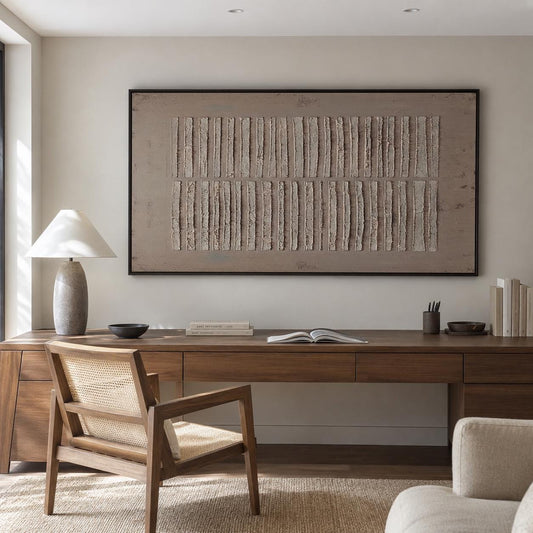 Textured Abstract Wall Art Neutral Wabi Sabi Canvas Painting for Living Room Decor