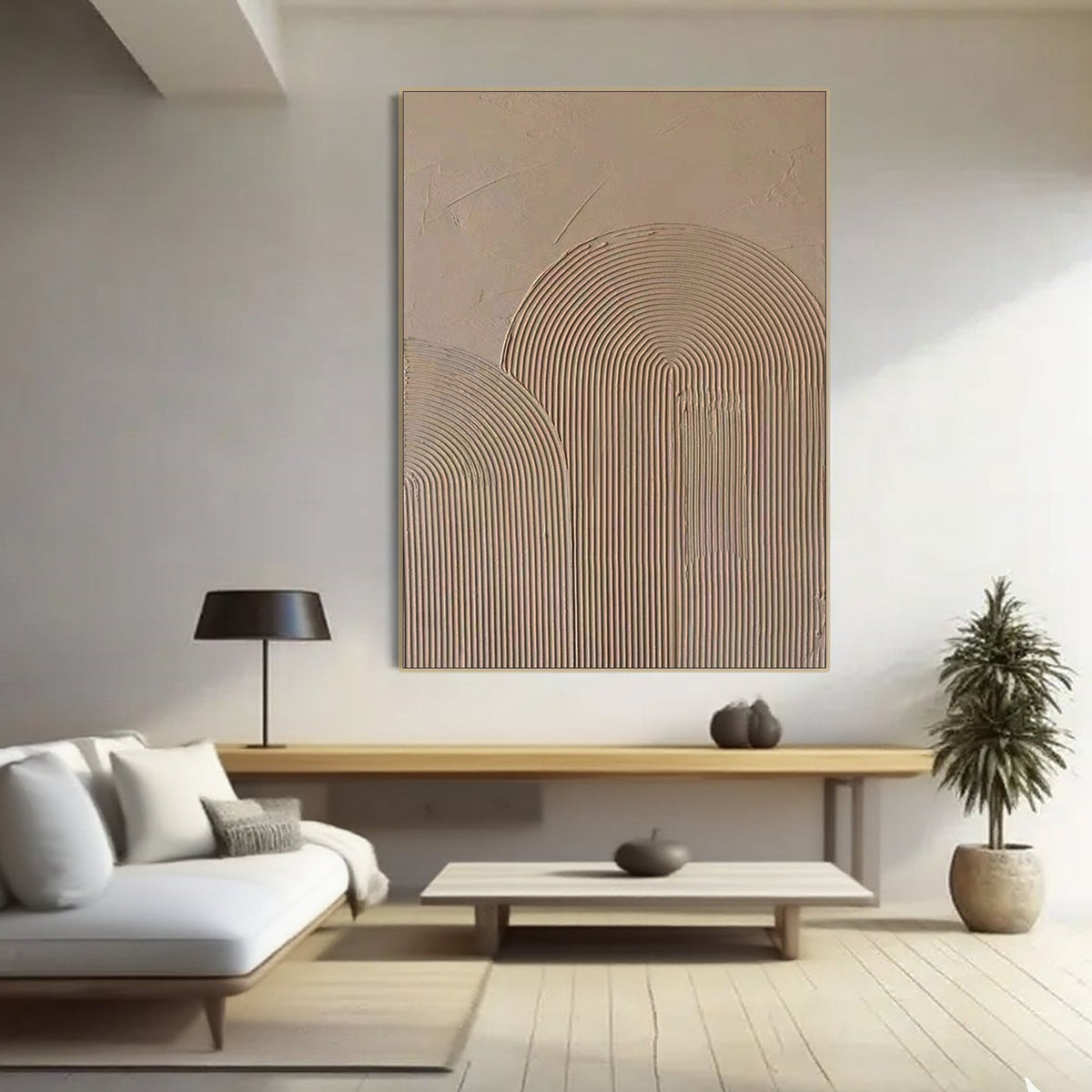 Sand Textured Geometric Minimalist Painting II - hand-painted geometric forms - image 6