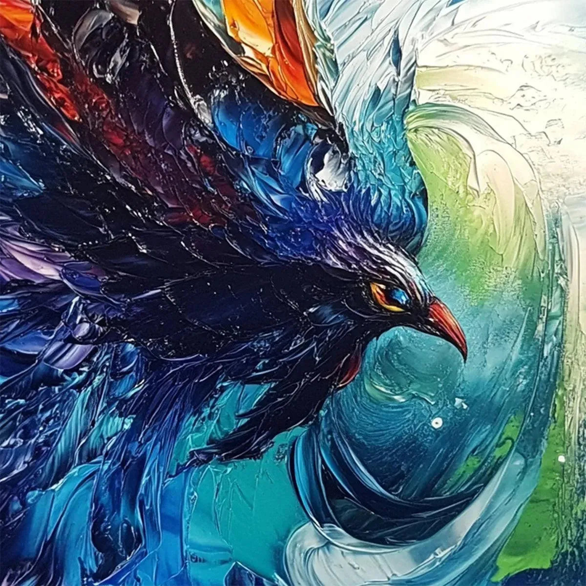 Storm Razor – Bird Impasto Oil Painting, view 3