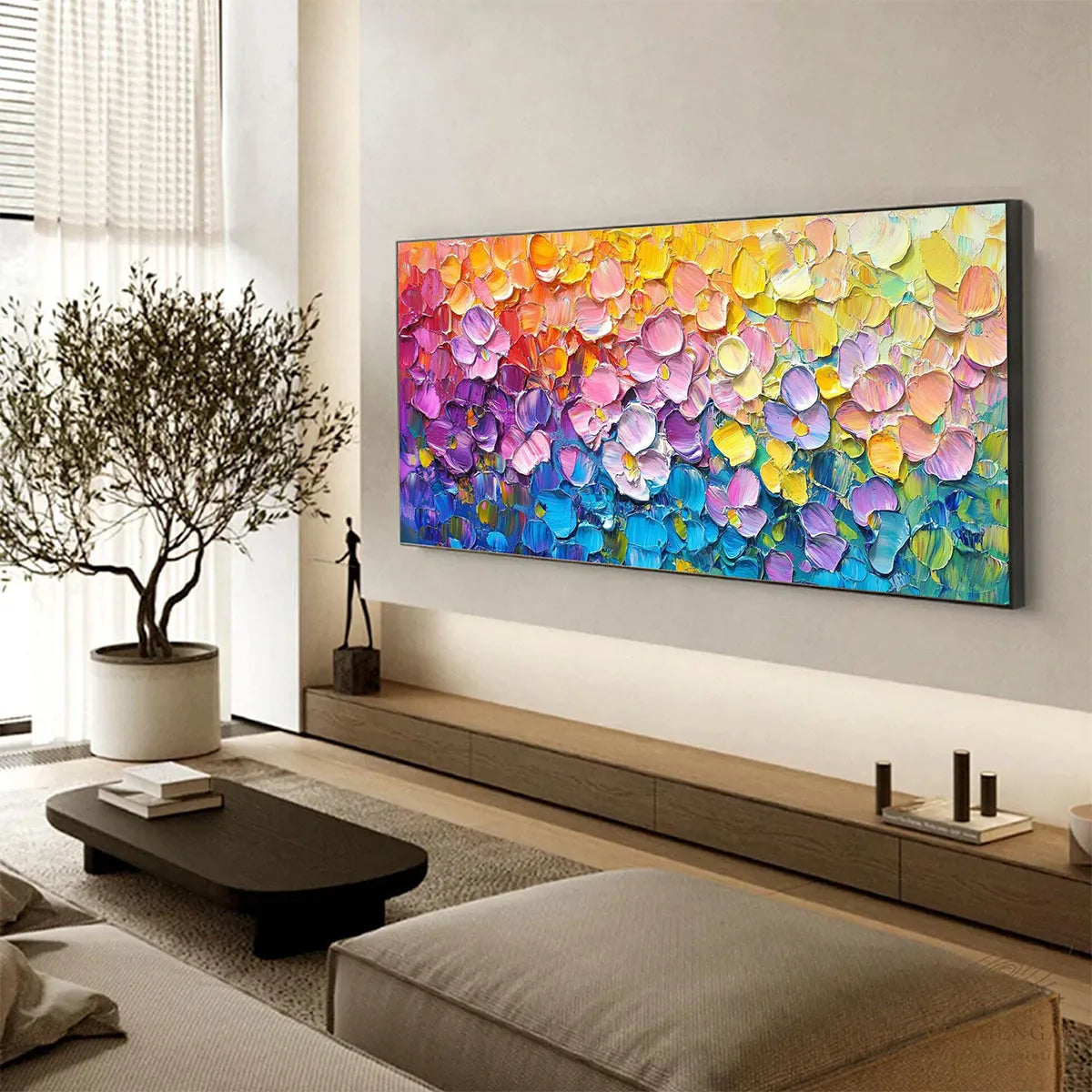Rainbow Falls – Floral Impasto Oil Painting, view 5