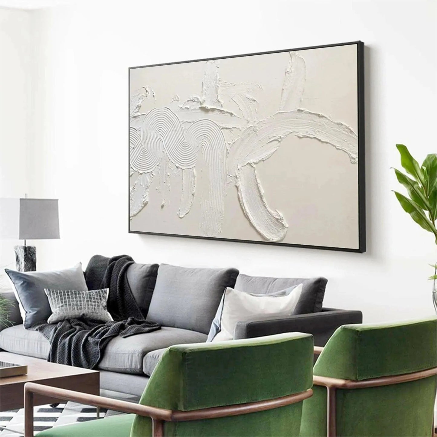 White Textured Abstract – Wabi-Sabi Landscape Oil Painting, view 4