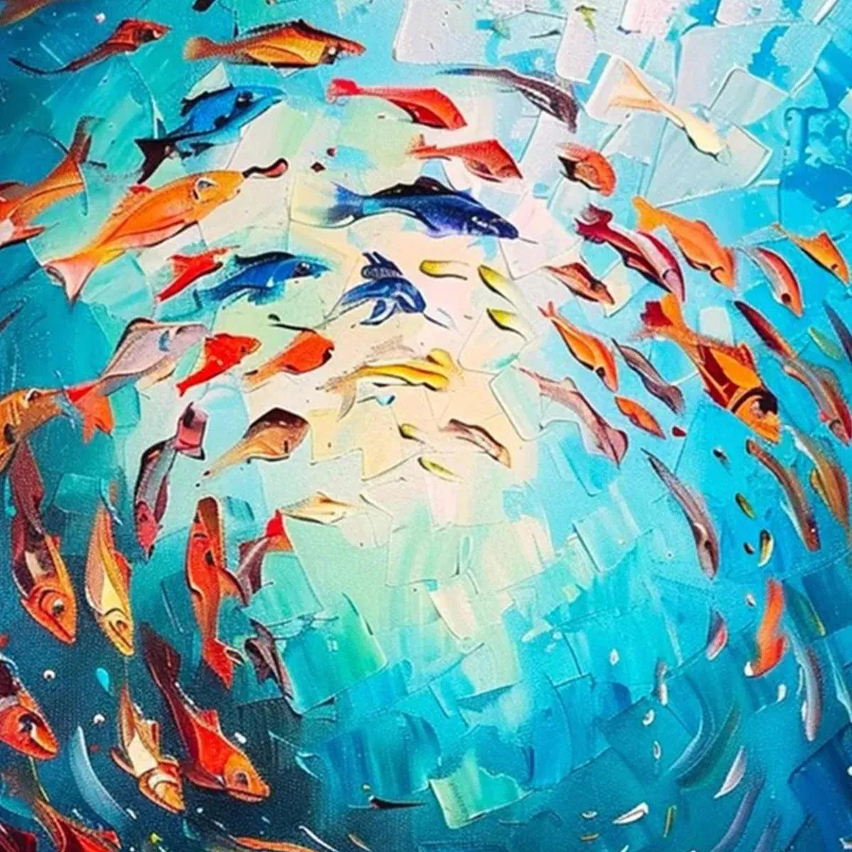 Colorful Underwater Ocean Oil Painting – Coral Reef Dance