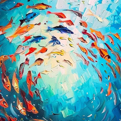 Colorful Underwater Ocean Oil Painting – Coral Reef Dance