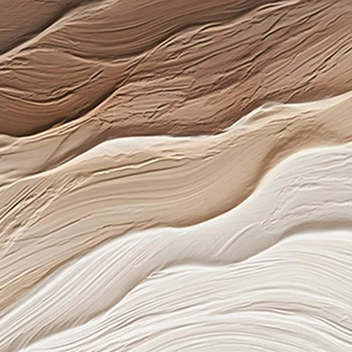Desert Flow hand-painted beige and earth brown textured coastal landscape painting shown with gold frame
