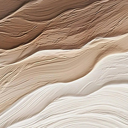 Desert Flow hand-painted beige and earth brown textured coastal landscape painting shown with gold frame