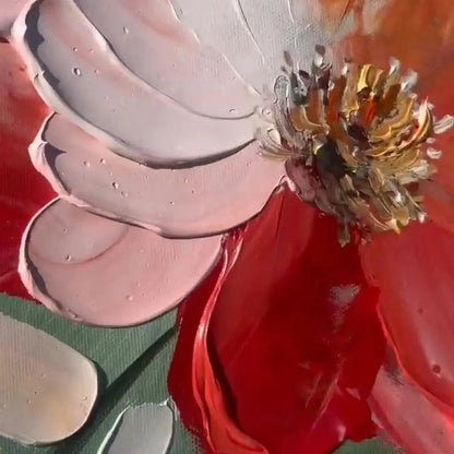 Orange and White Floral Impasto Painting – Sunkissed Garden