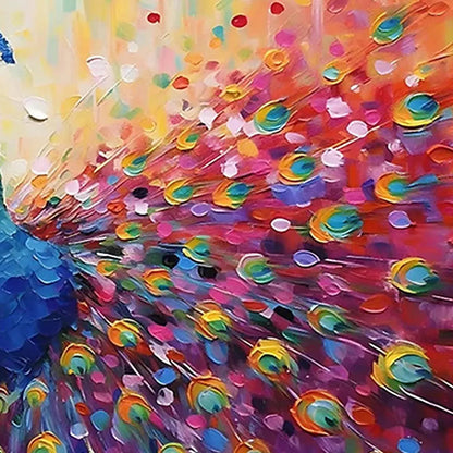 Tree Oil Painting with Bird Wall Art – Majestic Peacock