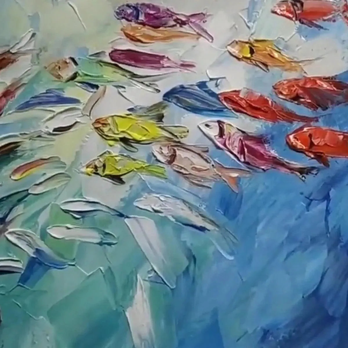 Colorful Animal Oil Painting – Whirlpool Of Fish