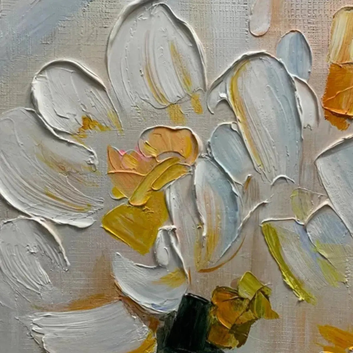 White Blossoms – Floral Impasto Painting, view 3