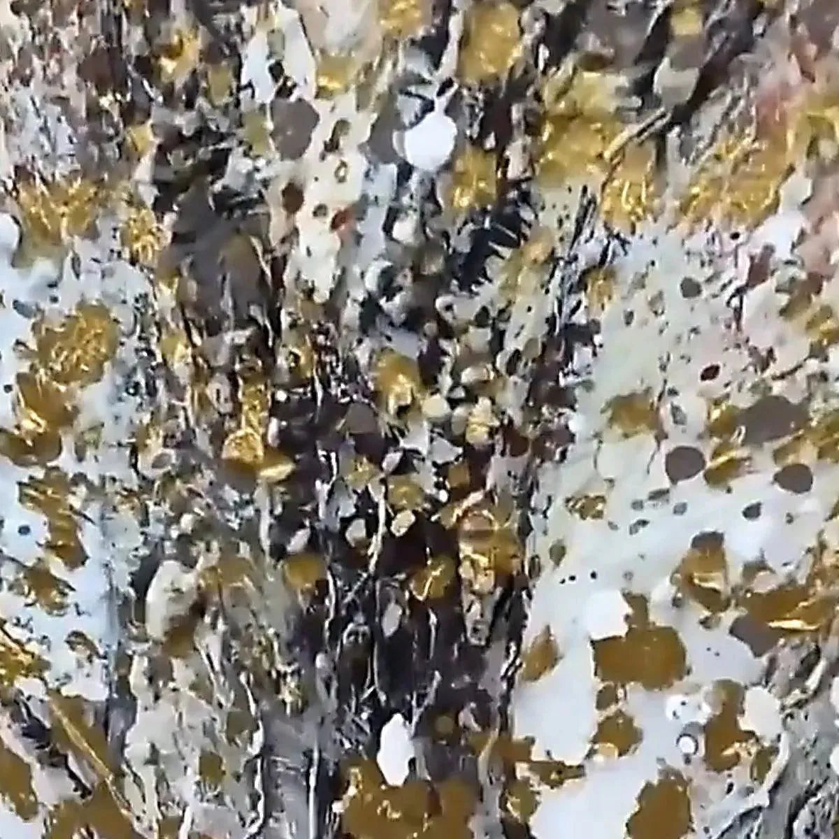 Golden Tree hand-painted soft grey and gold textured tree painting shown with gold frame