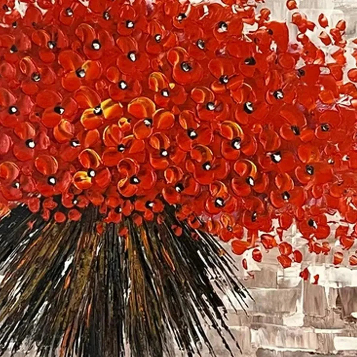 Crimson Burst – Floral Impasto Painting, view 4