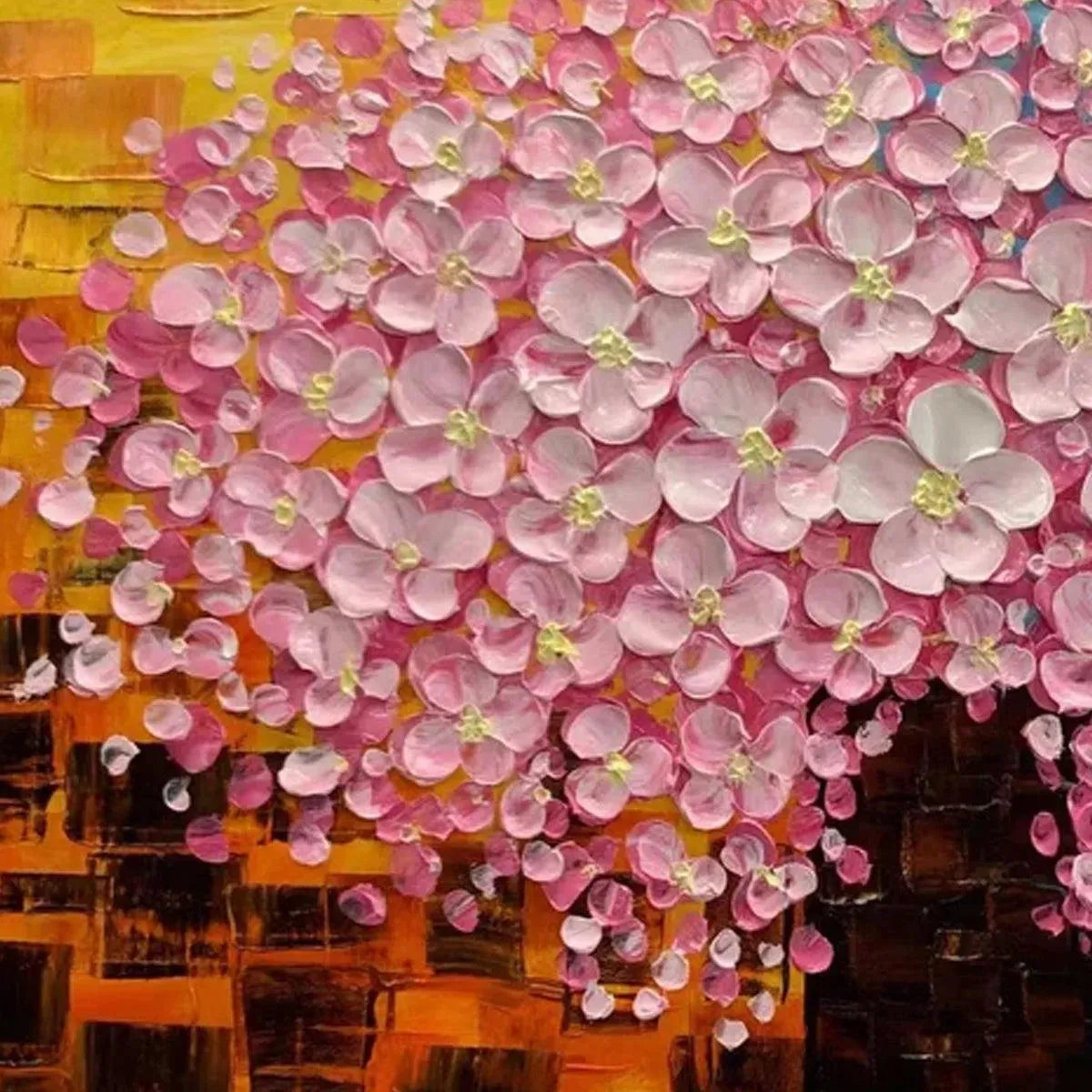 Pink and White Floral Impasto Painting – Pink Blossom Dream
