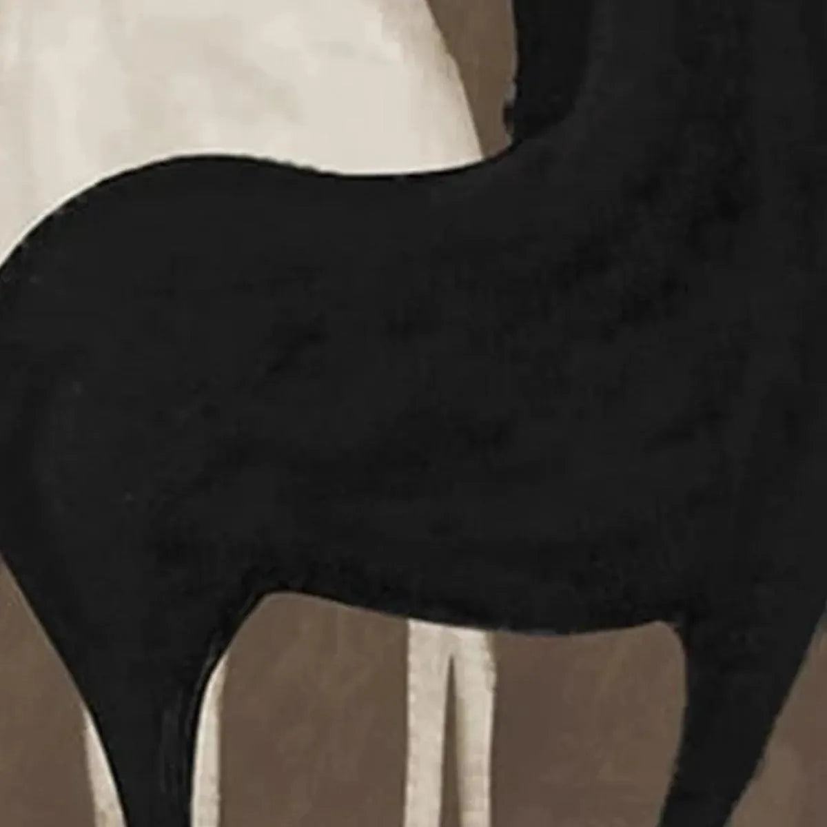 Black and White Minimalist Horse Oil Painting – Two Horses On Brown