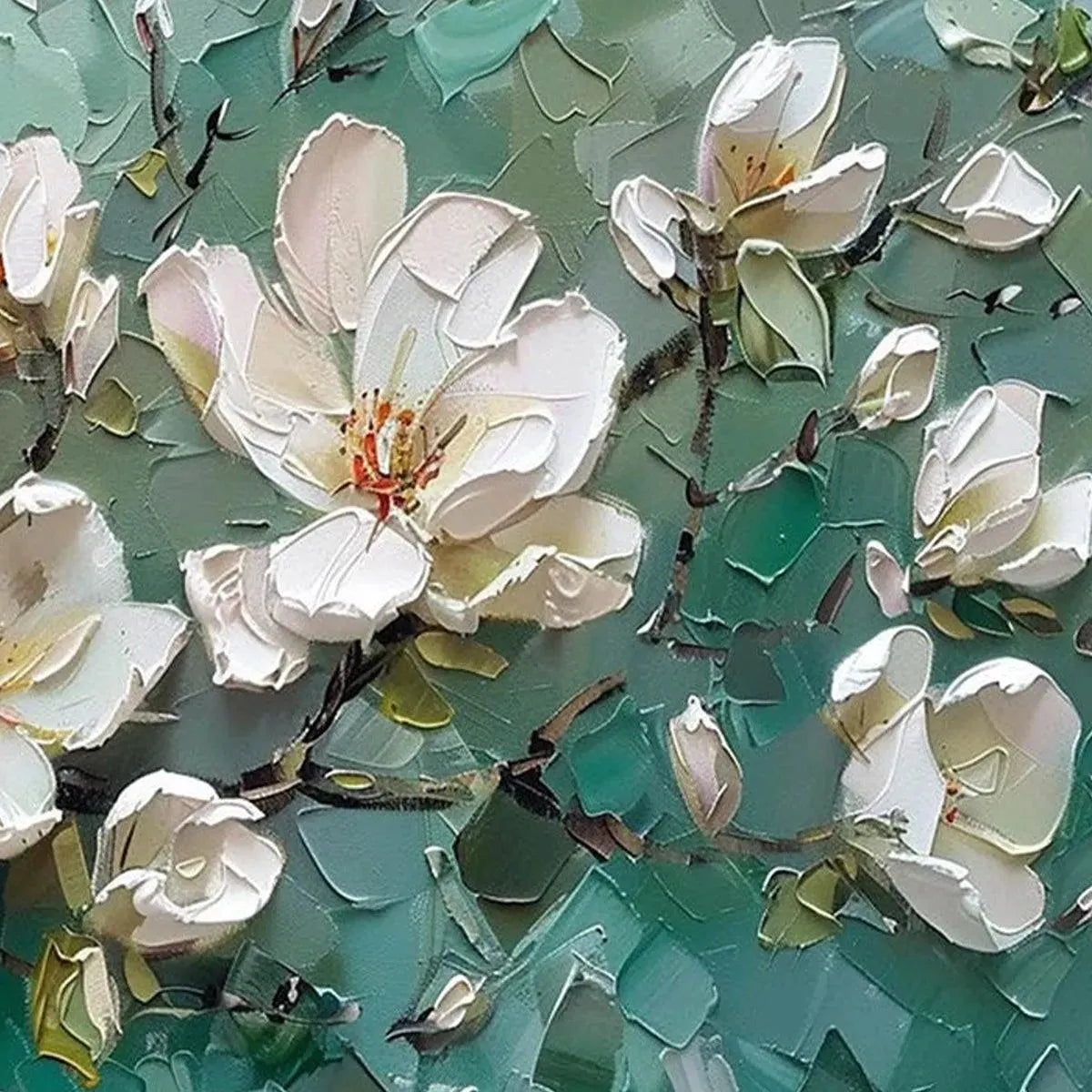 Jade Magnolias – Magnolia Impasto Painting, view 5